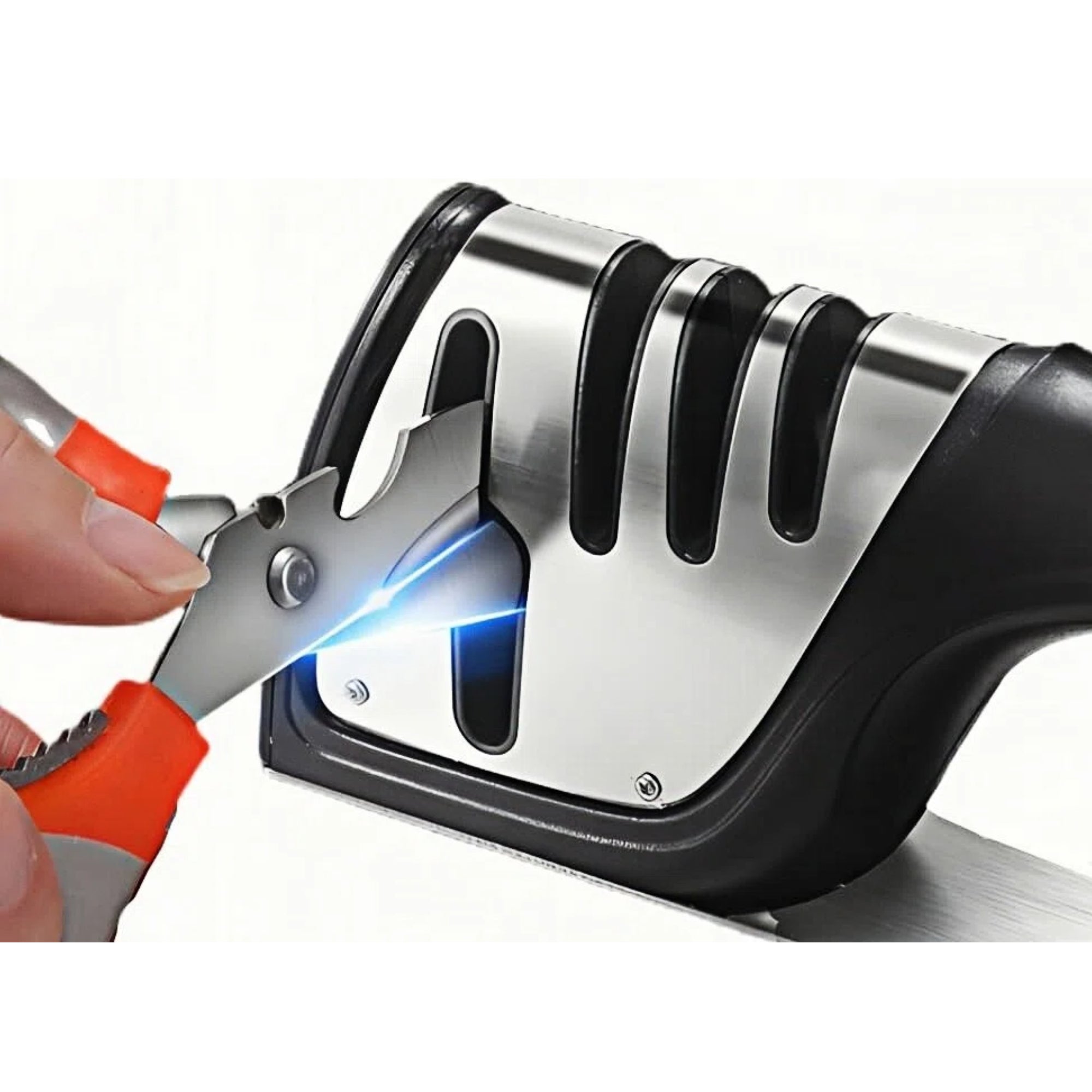4-in-1 Knife Sharpener Professional Kitchen Knife & Scissor Sharpener with 3-Stage Sharpening System Anti-Slip Base, Ergonomic Handle, Stainless Steel Design for Home & Chef Use