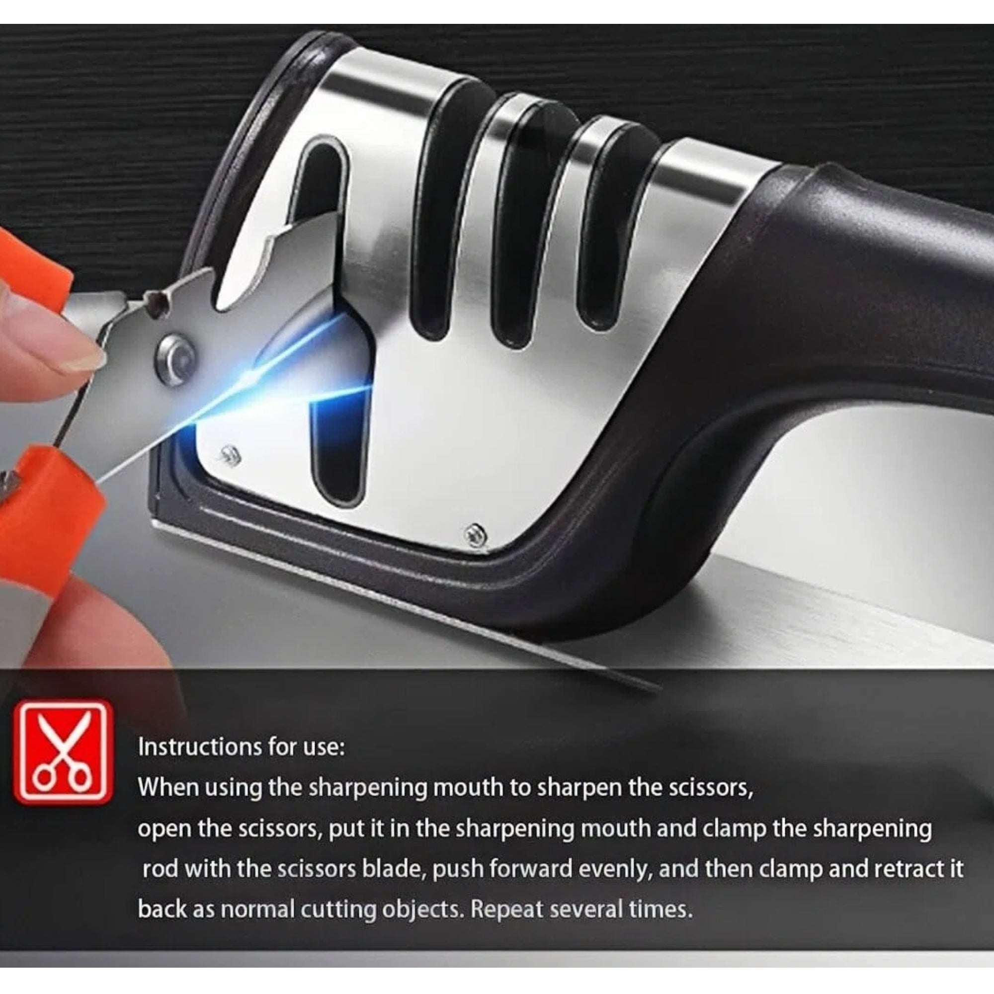 4-in-1 Knife Sharpener Professional Kitchen Knife & Scissor Sharpener with 3-Stage Sharpening System Anti-Slip Base, Ergonomic Handle, Stainless Steel Design for Home & Chef Use