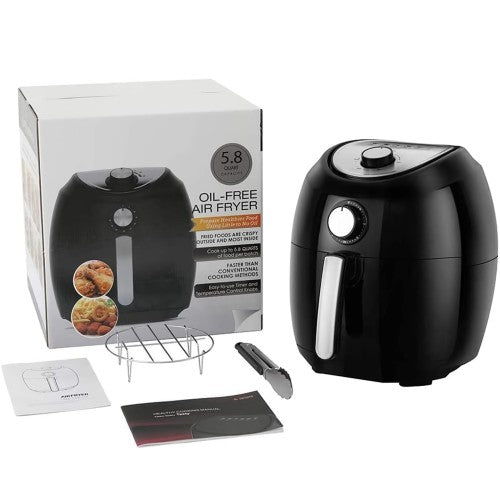 5.8Qt Air Fryer, 1700W XL Air Fryer with Dual Knob Control, Temperature Control, 6 Preset Cooking Modes, Recipe Book - AF10C