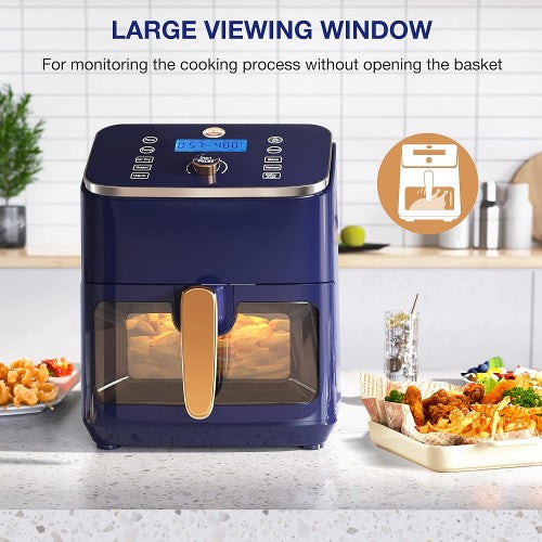 JOY KITCHEN 6Qt Air Fryer, Kitchen Digital Air Fryer with Viewing Window, 6 Cooking Settings, Shake Alert, Auto Shut Off, Non-Stick Fry Basket