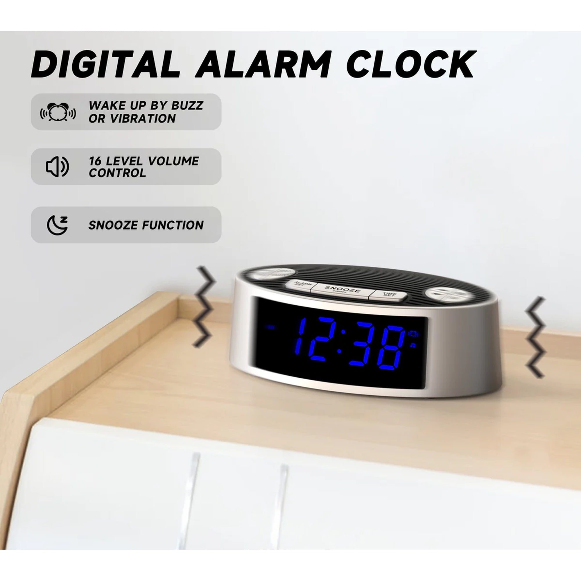 2-in-1 Digital Alarm Clock with White Noise Machine, 20 Soothing Sounds, 5 Timer Options, Dimmable LED Display, Snooze Function, USB-C Charging, for Bedroom and Travel Model 301 Product Code: Alarm_itoma_301