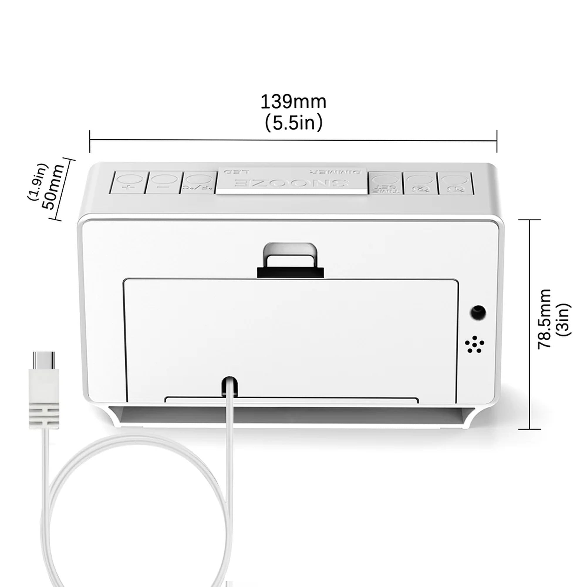 Digital Alarm Clock with Dual Alarms, 7-5-2 Mode, LED Display, USB & Battery Powered, Temperature Display (°C/°F), 4-Level Brightness & 2-Level Night Light Model 3301– White