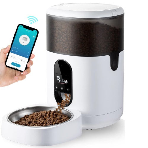 4L Automatic Pet Feeder, WiFi Cat Food Dispenser with Stainless Steel Bowl, App Control, Portion Control, Voice Recording for Cats, Small/ Medium Pets