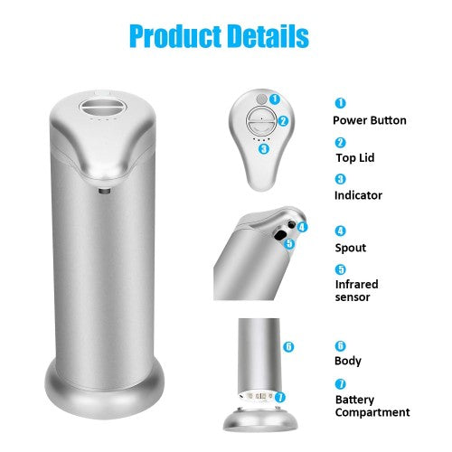 Automatic Soap Dispenser, 300ml Infrared Motion Sensor Foam Soap Dispenser for Home, Kitchen, Bathroom (Silver)