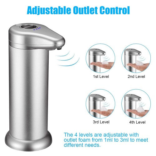 Automatic Soap Dispenser, 300ml Infrared Motion Sensor Foam Soap Dispenser for Home, Kitchen, Bathroom (Silver)