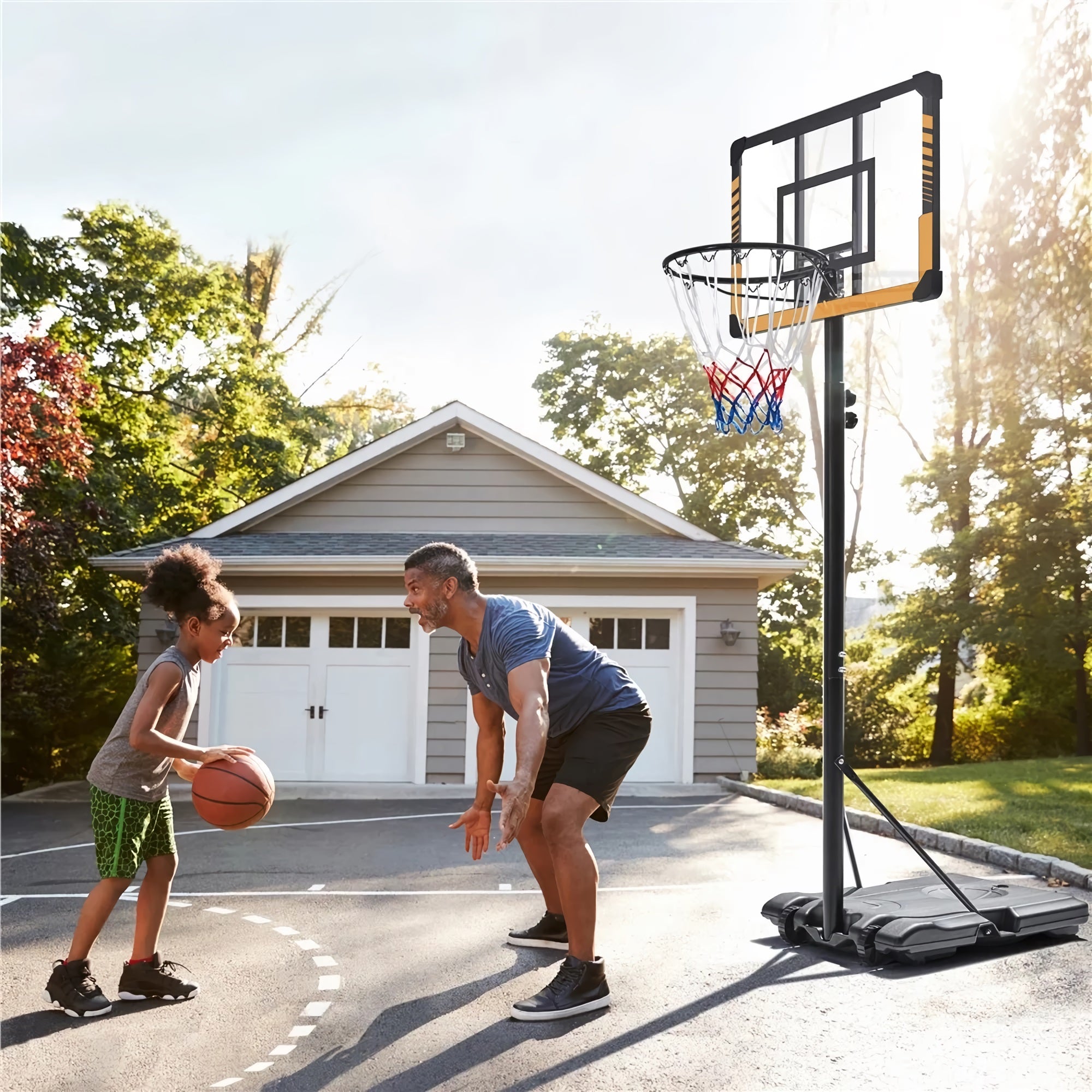 6-7ft Kids Basketball Hoop, Portable Adjustable Height Basketball Set with Wheels, 28 inch Backboard for Kids, Ages 4-10 - 592487