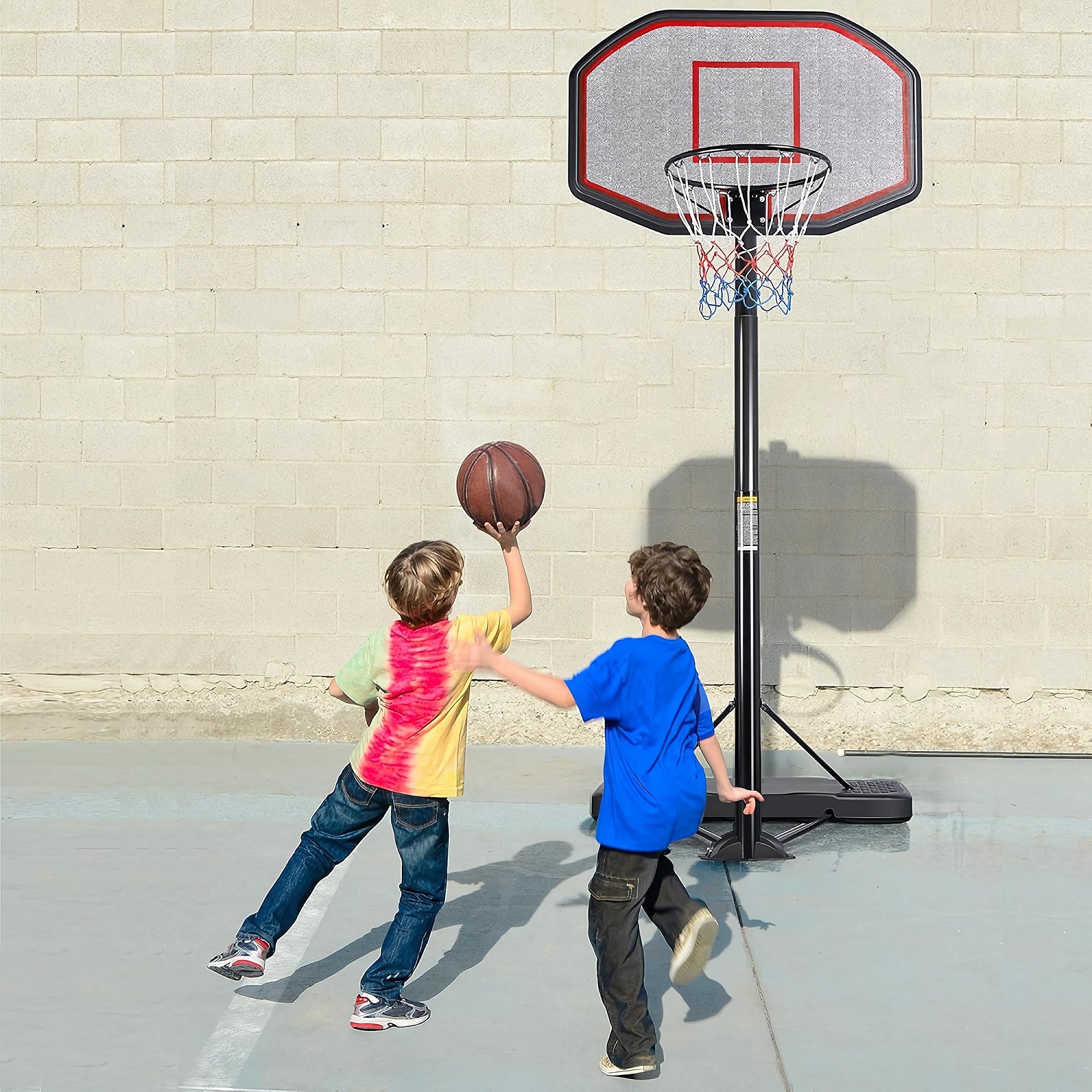 7-10ft Basketball Hoop, Portable Adjustable Height Basketball Set with Wheels, 43 inch Backboard for Youth and Adults - 611312