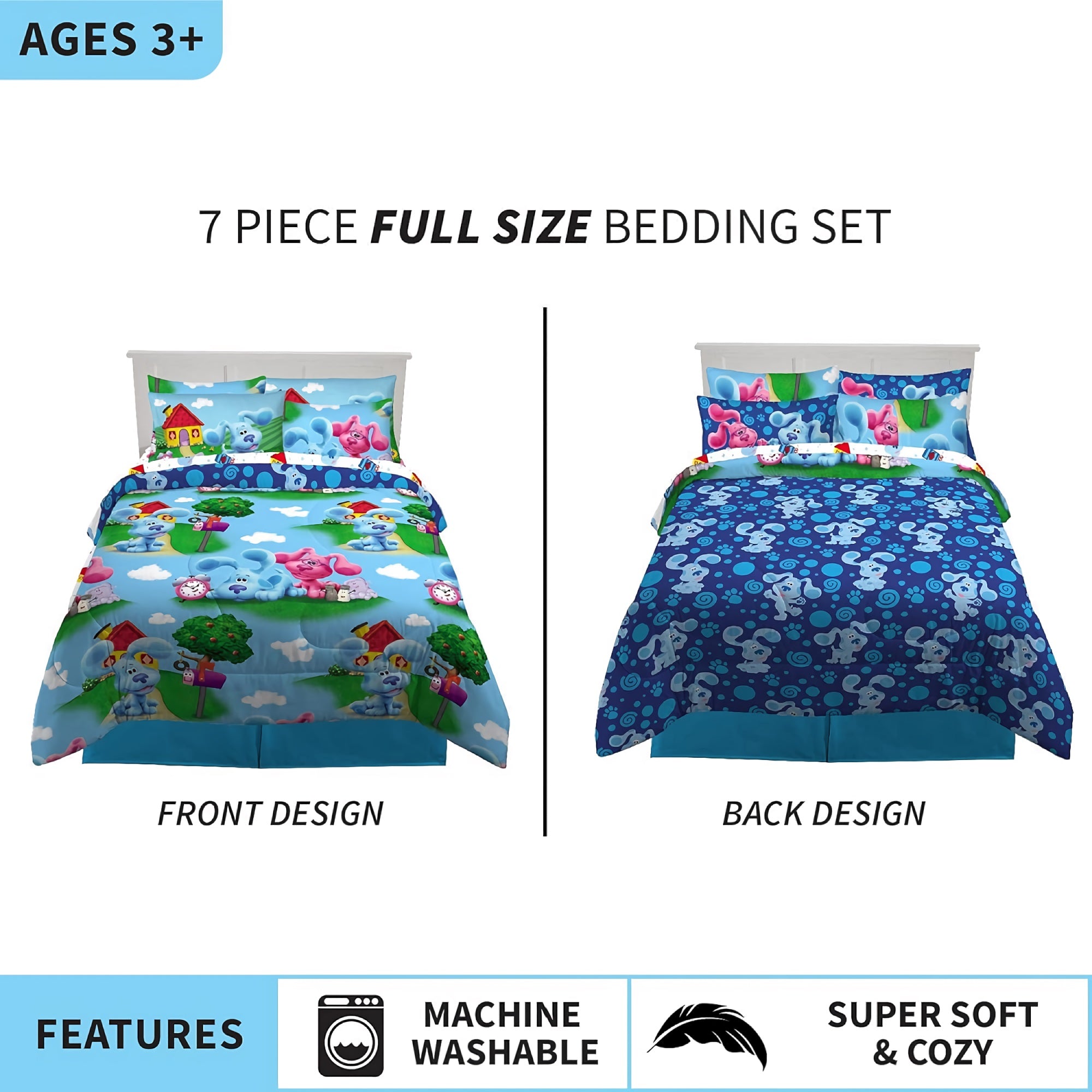 7-Piece Kids Bedding Sheet Set with Comforter, Full Size Super Soft Microfiber for Full Size Bed - DF5208