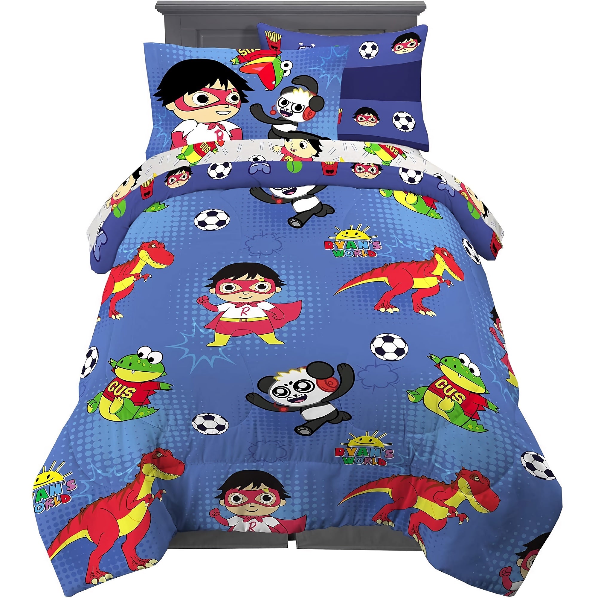 5-Piece Kids Bedding Sheet Set, Twin Size, Cartoon Soft Microfiber Comforter, Fitted Sheet, Pillowcase, Sham for Twin Bed - DT2538