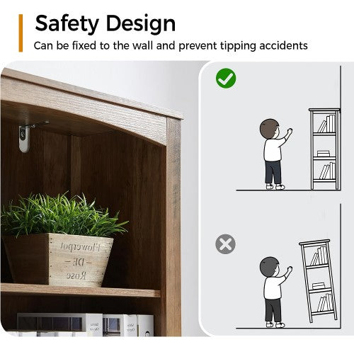 3 Tier Wooden Bookcase, 109 cm H Open Display Bookshelf with Storage Shelves for Home, Bedroom, Office