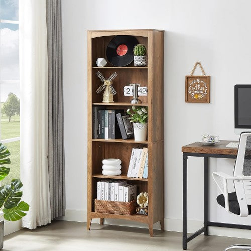 5 Tier Wooden Bookcase, 167 cm H Open Display Bookshelf with Storage Shelves for Home, Bedroom, Office