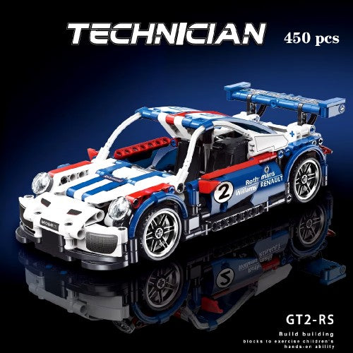 450 PCS Car Building Blocks Set, 1:18 GT2 RS Sports Car Model with Pull-Back Motor