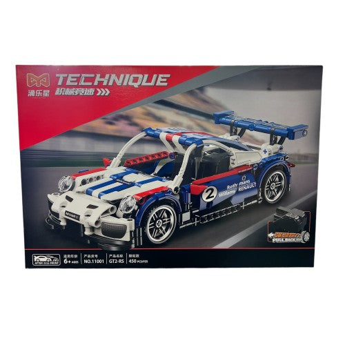 450 PCS Car Building Blocks Set, 1:18 GT2 RS Sports Car Model with Pull-Back Motor