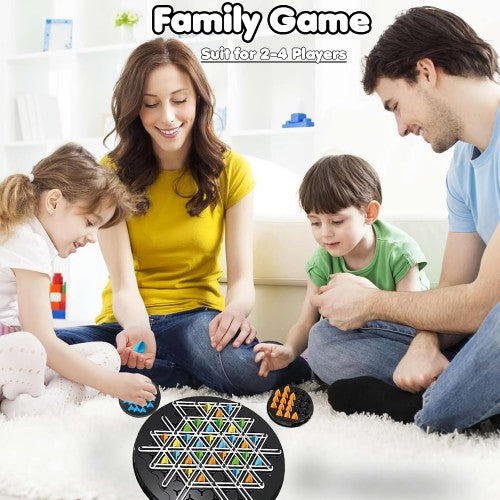 Chain Geometry Chess, Chain Triangle Puzzle Board Game, 2 to 4 Players Strategy Game for Kids, Adults, Family