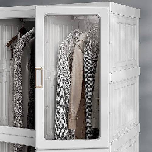 ANTBOX Portable Closet, Foldable Wardrobe Storage Clothing Organizer with Magnetic Doors, 11 Doors 2 Hangers - WT15-D11-H2(C)