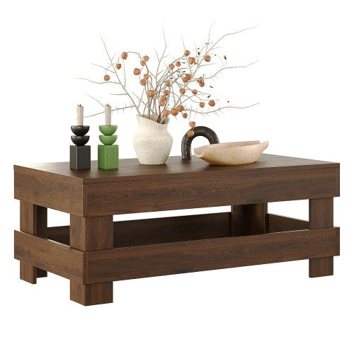 ODIKA Craftsman Coffee Table, 103cm Wooden Center Table for Home, Living Room