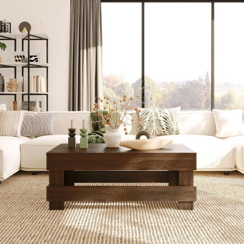 ODIKA Craftsman Coffee Table, 103cm Wooden Center Table for Home, Living Room