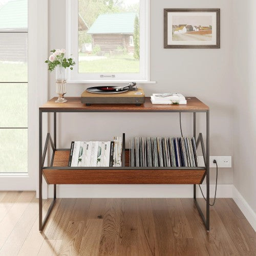 ODIKA Console Table, 109cm Industrial Millwork Wood Entryway Table with Power Outlets and USB Ports for Home, Entryway, Living Room, Office