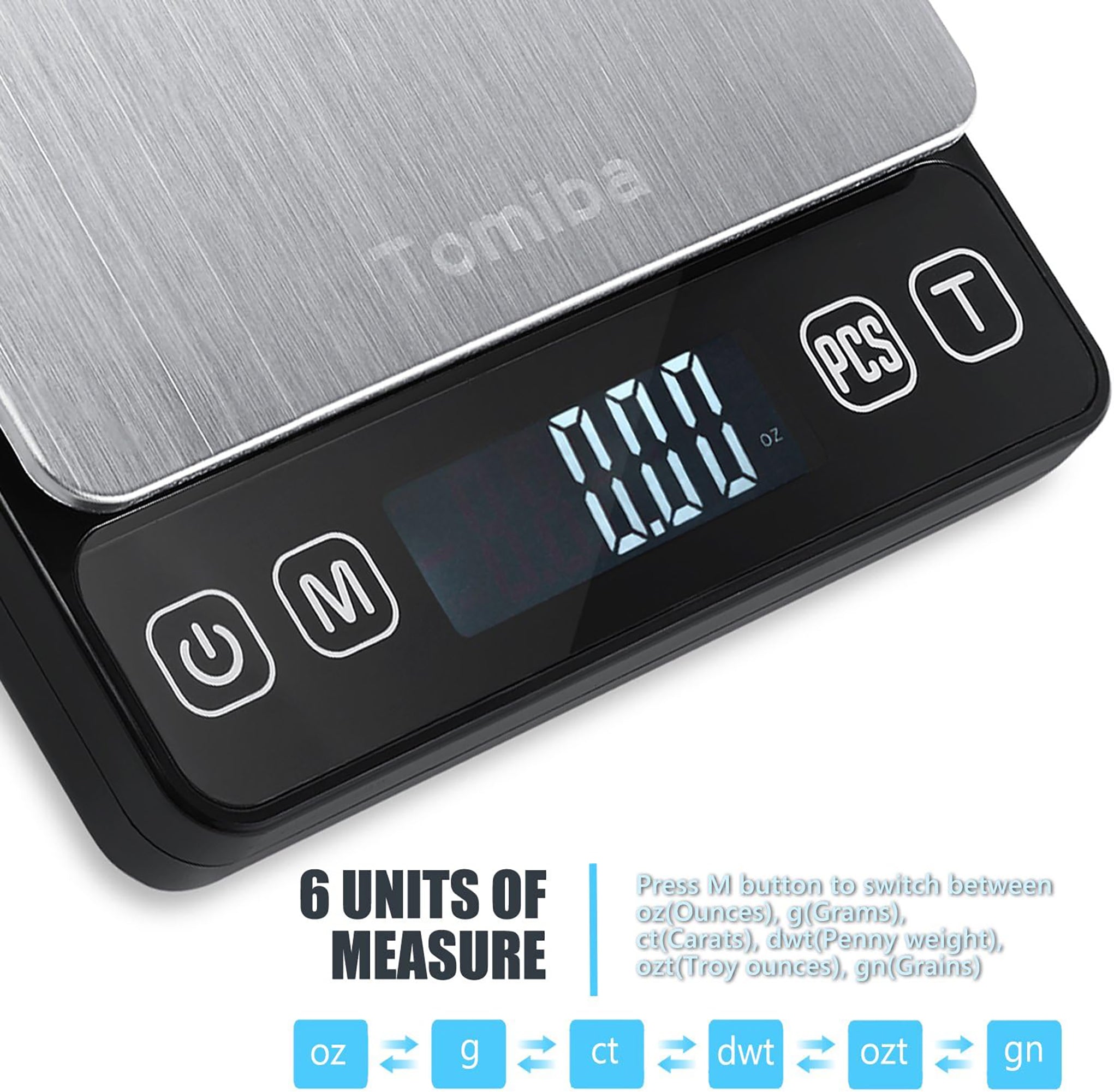 Digital Touch Pocket Scale Stainless Steel Kitchen & Coffee Scale 6 Un ...