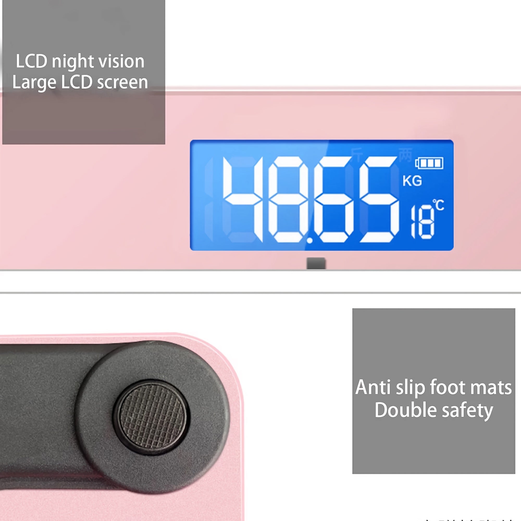Digital Weight Scale, High-precision Bathroom Body Weight Scale with LED Display, Round Corner Design - EPS91733
