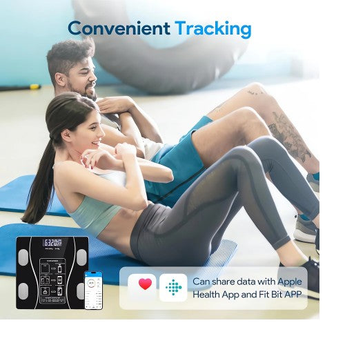 Digital Weight Scale, Bluetooth Body Scale with 13 Body Composition Analyzer, LED Display, Mobile APP (Black)