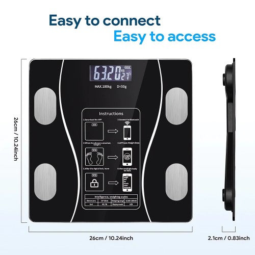 Digital Weight Scale, Bluetooth Body Scale with 13 Body Composition Analyzer, LED Display, Mobile APP (Black)