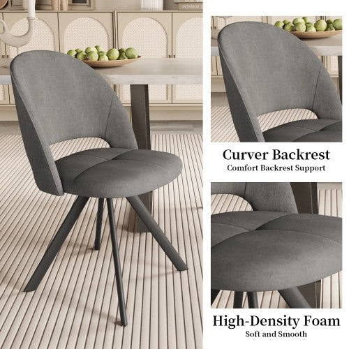 Set of 4 Dining Chair Set, Modern Fabric Upholstered Dining Chair with Steel Legs for Home, Dining Room, Kitchen