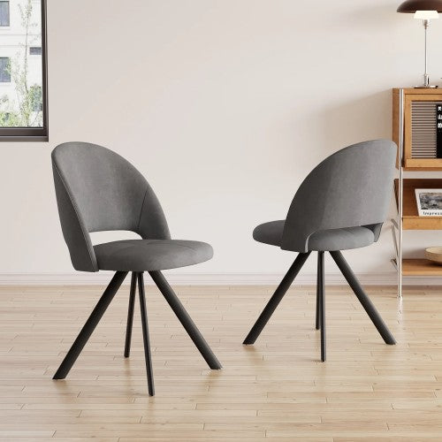 Set of 4 Dining Chair Set, Modern Fabric Upholstered Dining Chair with Steel Legs for Home, Dining Room, Kitchen