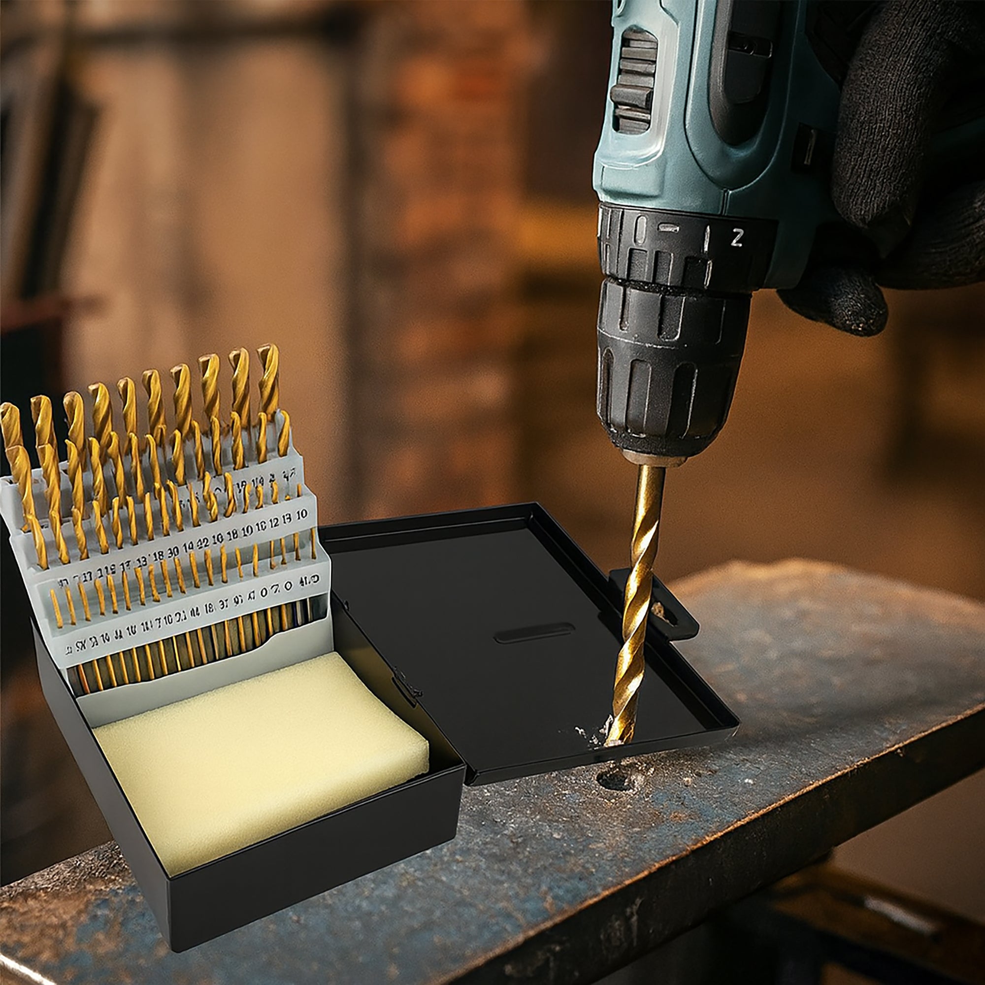 Titanium-Coated Drill Bit Set, 29-Piece & 13-Piece Options, High-Speed Steel Drill Bits for Metal, Wood, and Plastic with Portable Storage Case