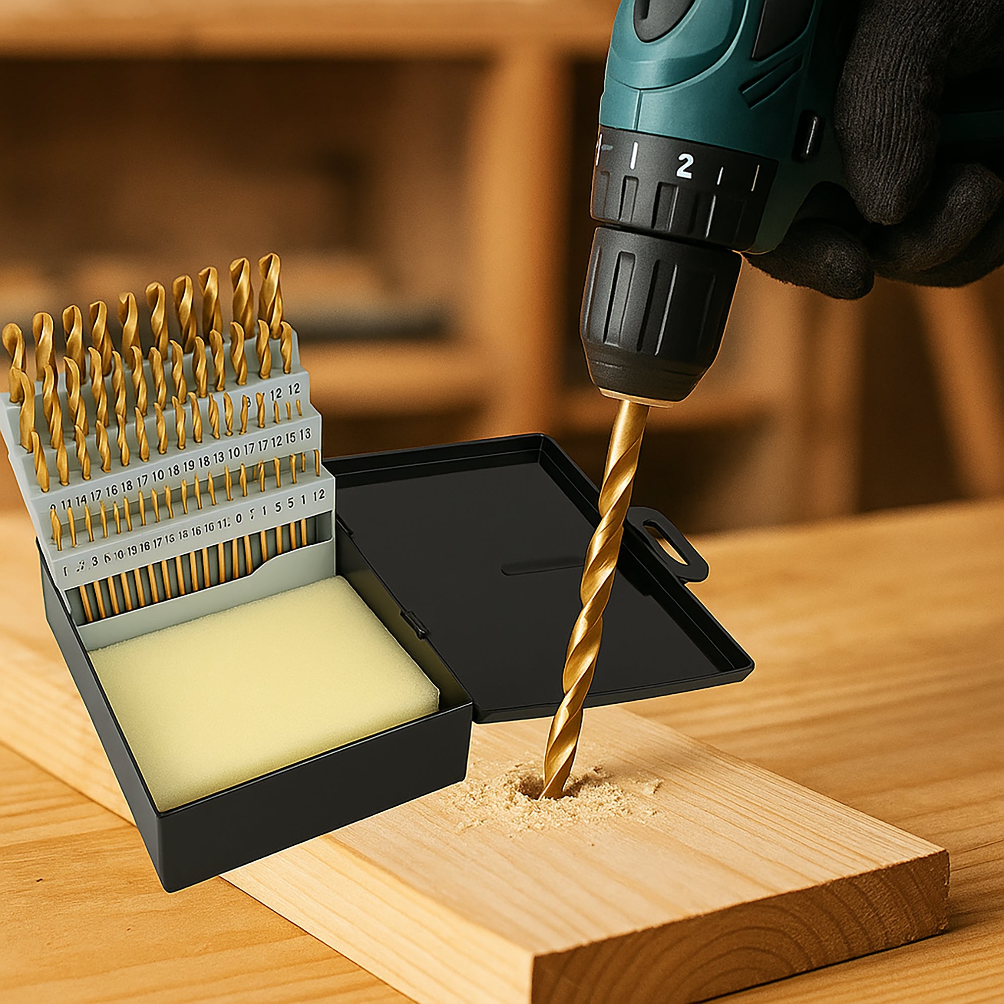 Titanium-Coated Drill Bit Set, 29-Piece & 13-Piece Options, High-Speed Steel Drill Bits for Metal, Wood, and Plastic with Portable Storage Case