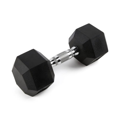 Fixed Dumbbell, 60LB Rubber Coated Dumbbell Free Weights with Solid Cast-Iron Core Grip for Strength Training, Home, Gym - 1021344