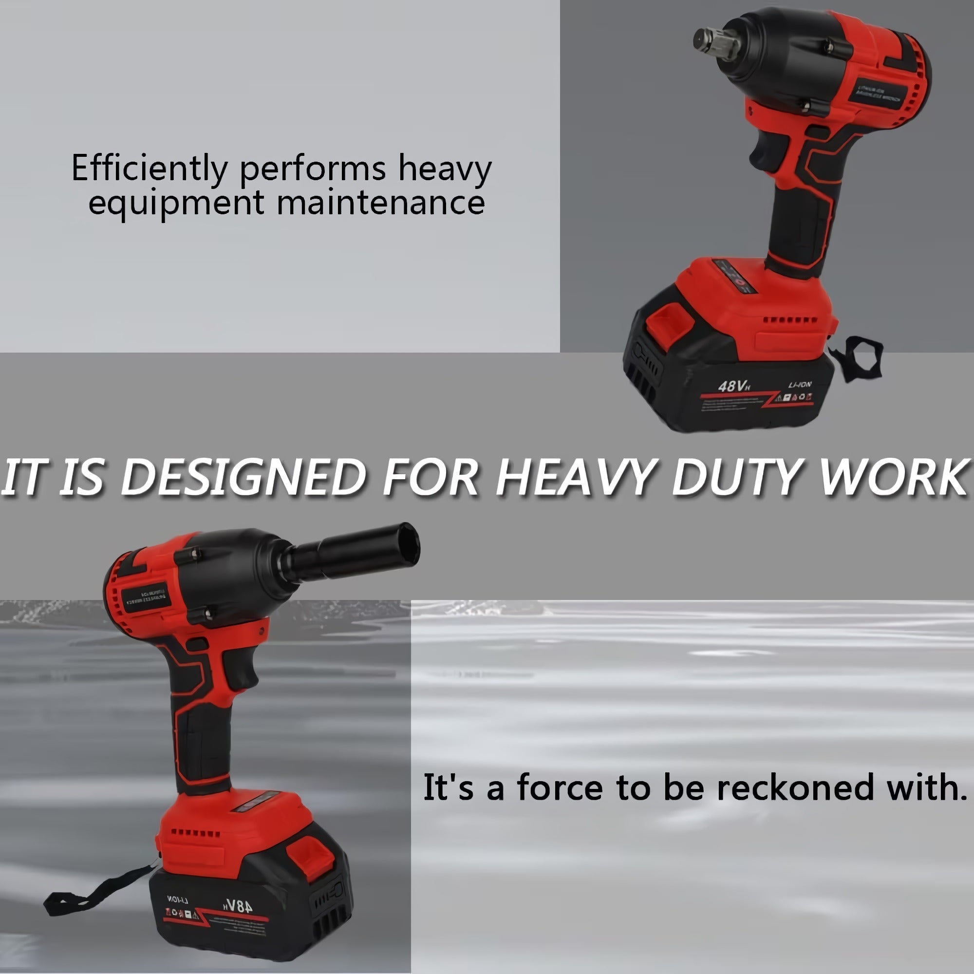 48V Electric Drill Bit Set, Cordless Impact Wrench Kit with 350Nm Torque, 21V Li-ion Battery, Charger Accessories, Electric Wrench - KJ-9721