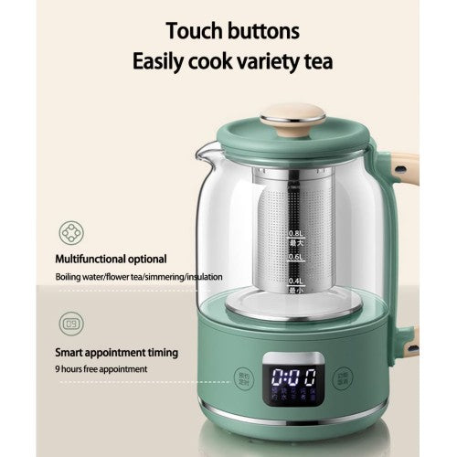 Electric Health Kettle, 0.8L Multifunctional Tea Pot with 5 Preset Modes, Temperature Control, LED Display, Auto Shut-Off for Tea, Coffee