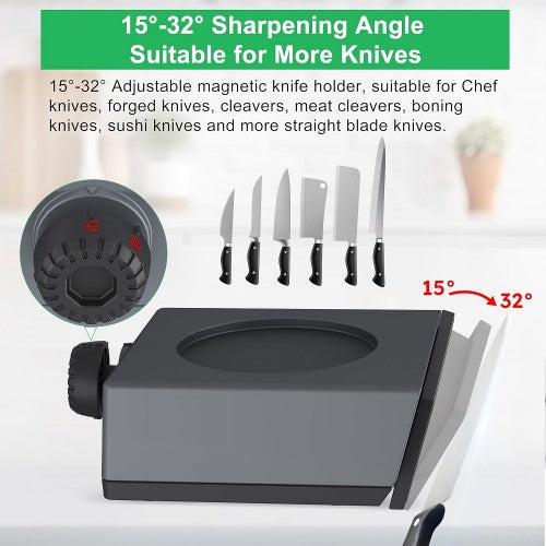 YOORLEAY Electric Rolling Knife Sharpener with Adjustable 15-32 Degree Sharpening Angle for Grinding, Polishing