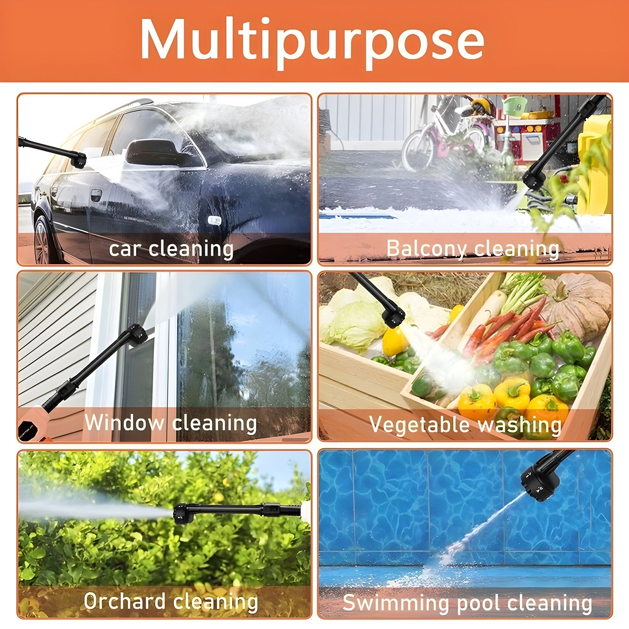 Cordless Electric Power Spray, 500 PSI High Pressure Car Washer Cleaner Tool - KJ-9902