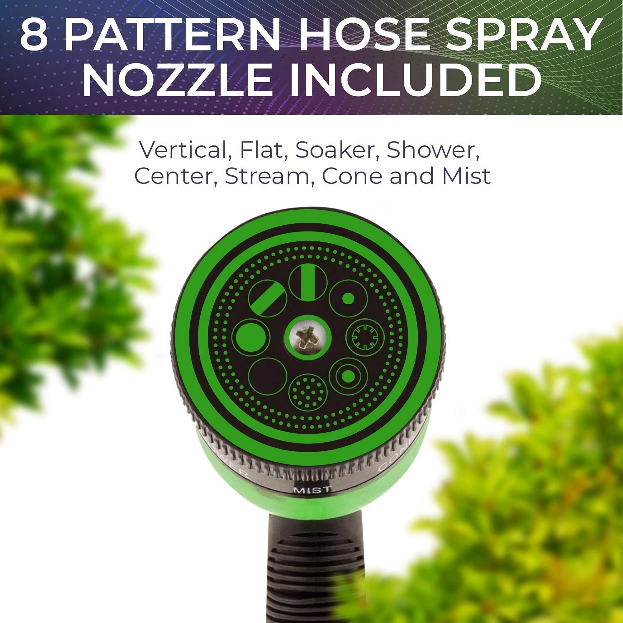 25 FT Expandable Garden Hose, Lightweight Anti Kink Flexible Garden Hose with 8 Function Nozzle, 3/4 inch Diameter, Extra Strength Fabric (Green) - JG25