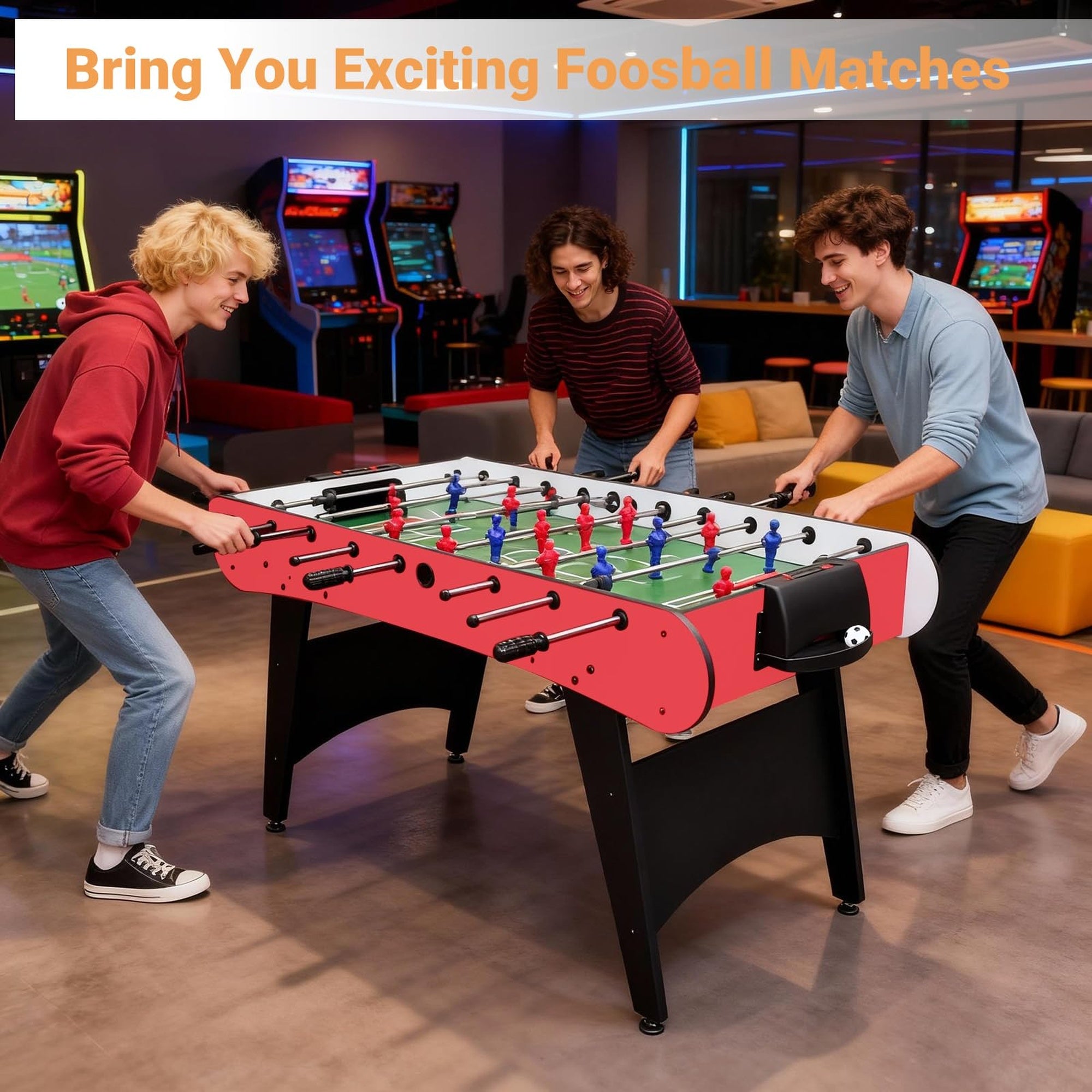 48 Inch Foosball Table, Competitive Table Soccer Game Set with Ergonom ...