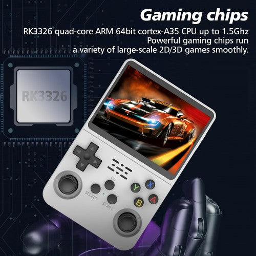 R36S Handheld Game Console, 3.5 inch IPS 10000+ Retro Games HD Dual System Game Console 128GB (White)