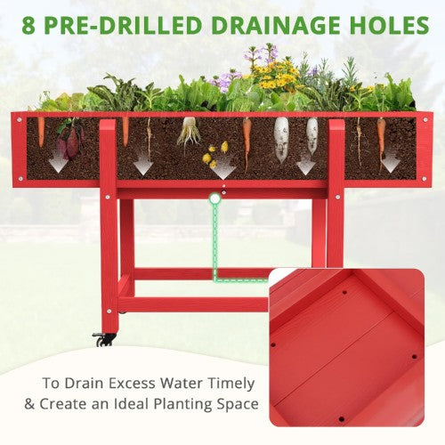 Garden Bed, HDPS Raised Planter Box with Wheels for Vegetables, Flowers, Fruits