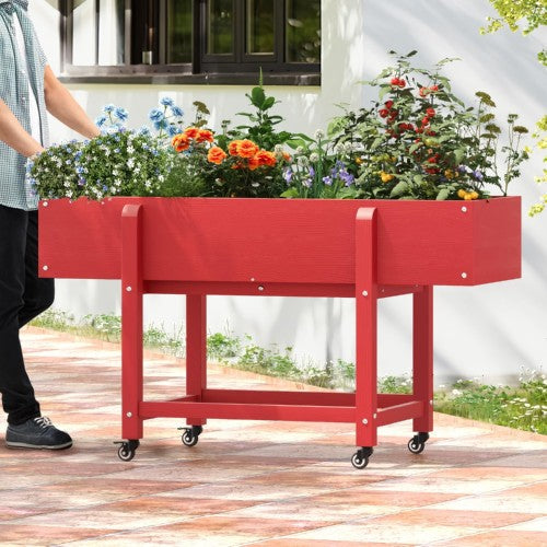 Garden Bed, HDPS Raised Planter Box with Wheels for Vegetables, Flowers, Fruits