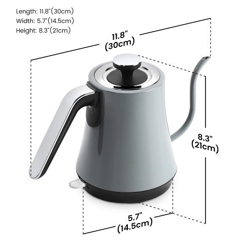 Gooseneck Electric Kettle, 1000W Stainless Steel Kettle with Auto Shut-Off, Boil-Dry Protection (Grey)