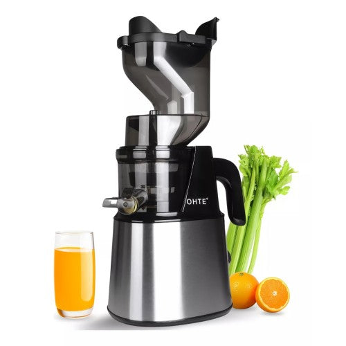 300W Cold Press Slow Juicer, Stainless Steel 5.1 Inch Feeding Chute, Pulp Juice Separation, Quiet and Efficient for Maximum Nutrient Extraction