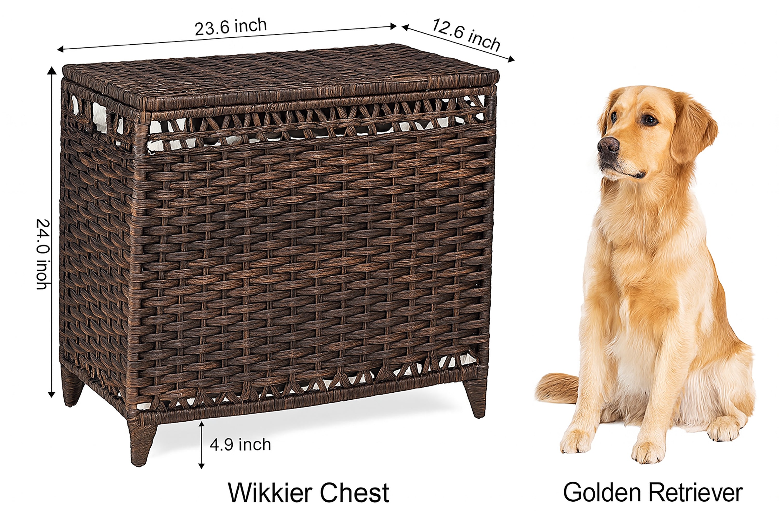 Large Laundry Hamper with Lid – 132L Wicker Laundry Basket with 3 Removable Bags, Handwoven Rattan Hamper with Handles, Divided Clothes Organizer for Bedroom, Bathroom, Laundry Room Model RXKE01