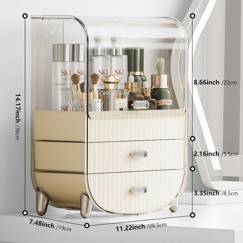 2-Layer Makeup Storage Organizer, Multifunctional Storage Box with Transparent Lid, 2 Drawers for Home, Bedroom, Bathroom