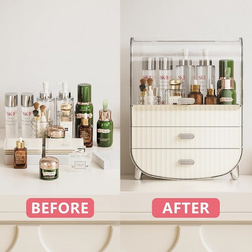 2-Layer Makeup Storage Organizer, Multifunctional Storage Box with Transparent Lid, 2 Drawers for Home, Bedroom, Bathroom