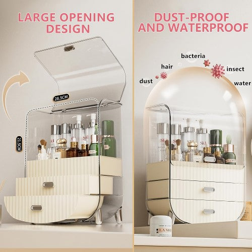 2-Layer Makeup Storage Organizer, Multifunctional Storage Box with Transparent Lid, 2 Drawers for Home, Bedroom, Bathroom