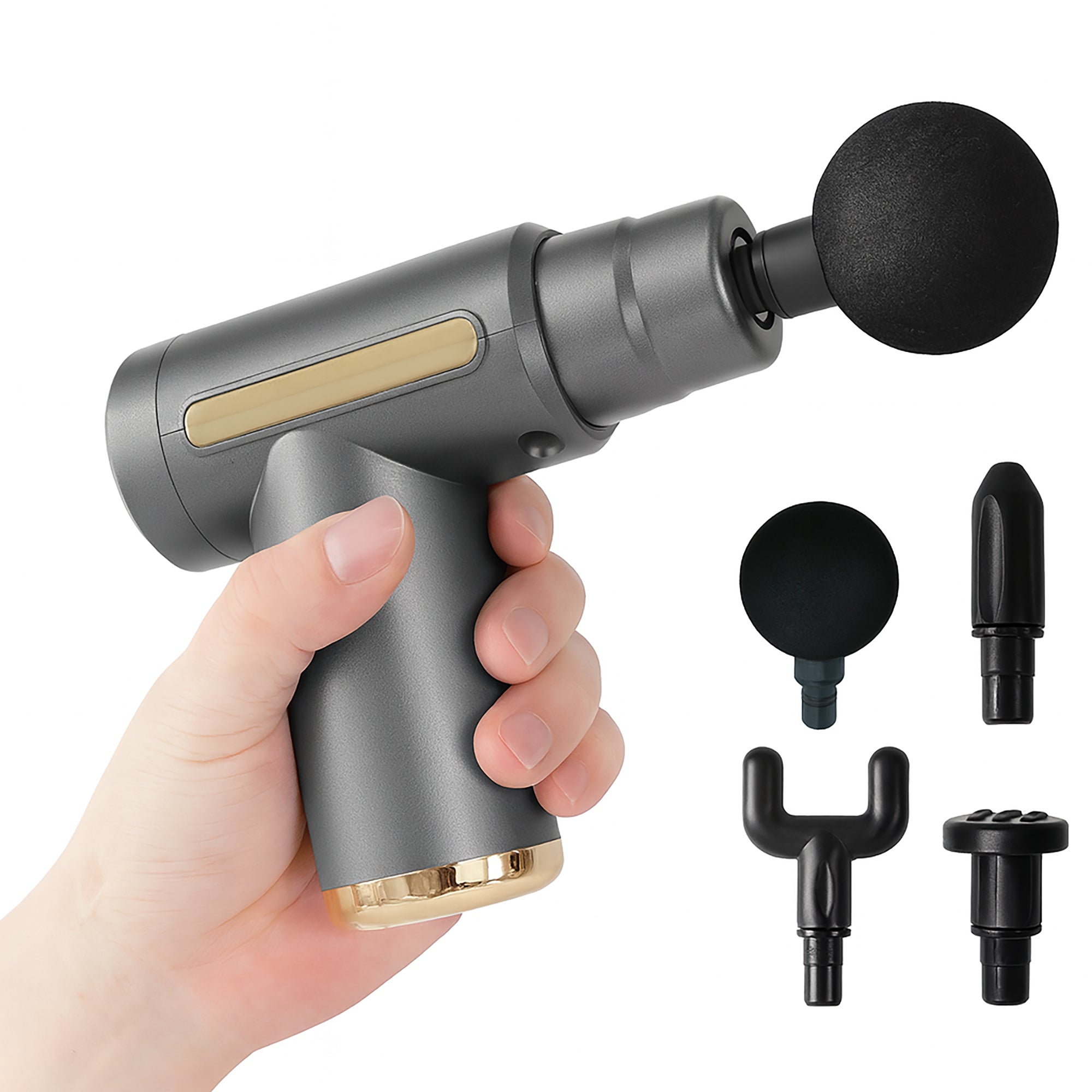 Mini Massage Gun Deep Tissue Percussion Muscle Massager, Portable Handheld Massage Gun with 4 Heads & 4 Speeds, Quiet Brushless Motor, Rechargeable Cordless for Pain Relief, Athletes, Home & Travel