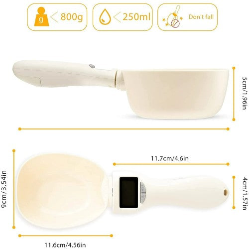 Digital Measuring Spoon, 1g-800g Weigh Food Scoop with LCD Display, 4 Measuring Units for Cooking, Baking, Pet Food