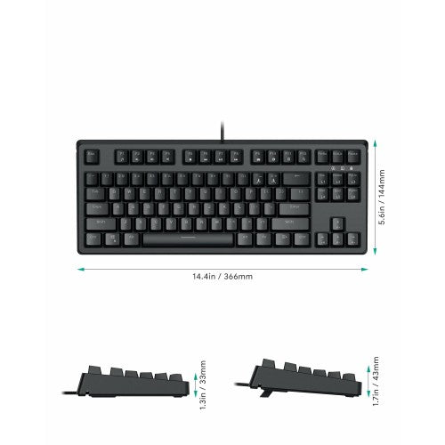 AUKEY KM-G14 Mechanical Keyboard, Compact 87 Keys Gaming Keyboard with Blue Switches, RBG Light