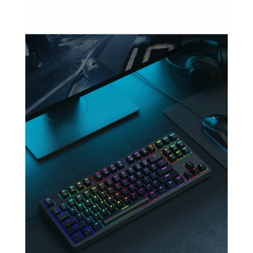 AUKEY KM-G14 Mechanical Keyboard, Compact 87 Keys Gaming Keyboard with Blue Switches, RBG Light